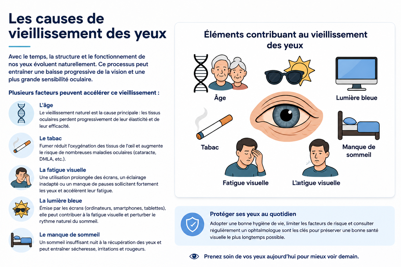 Les causes de vieillissement des yeux